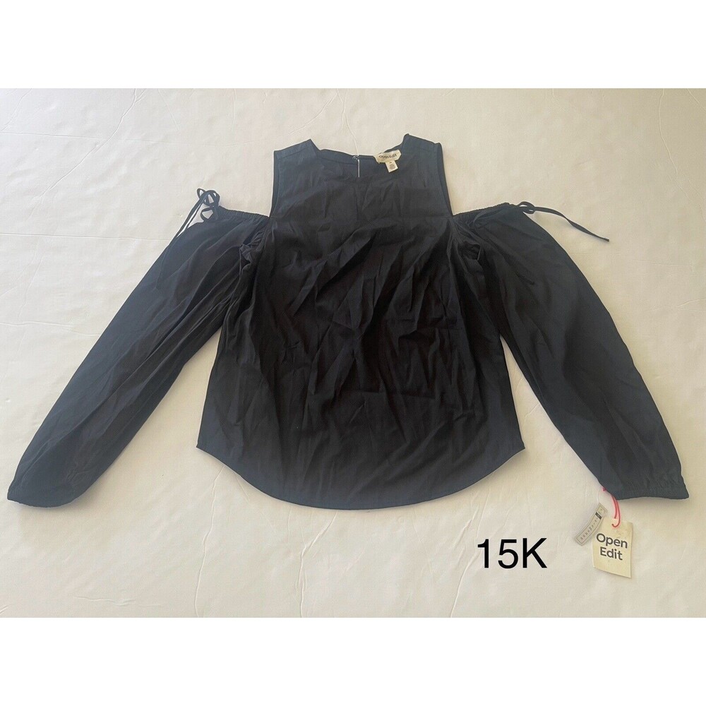 Open Edit Off The Shoulder Black Long Sleeve‎ Top Size XS New With Tags